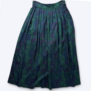 Vtg Elliott Lauren Paisley Maxi Skirt Sz 10 Green Purple Pockets Academia USA